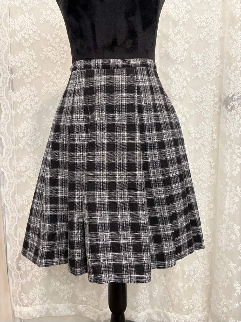 Black & White Plaid Circle Skirt